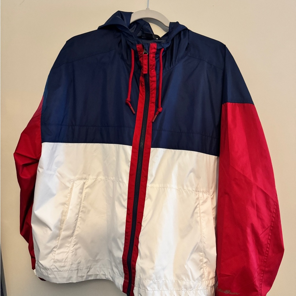 Eddie Bauer Women's Navy, Red, and White Windbreaker